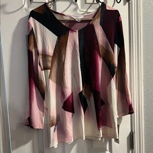 Allison Daley Pink and Brown Abstract Blouse